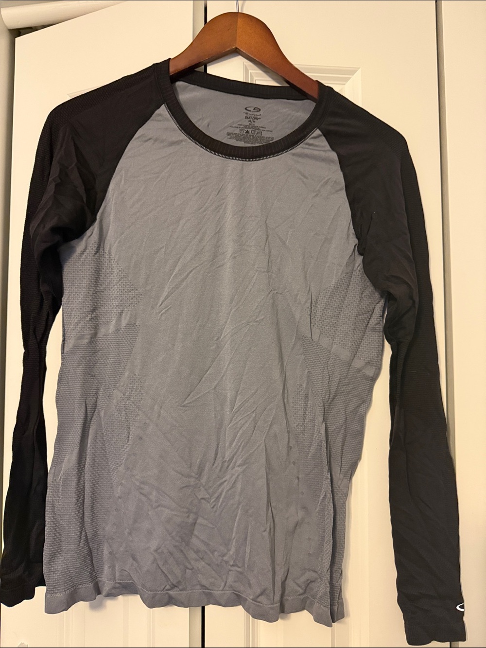 Champion Long Sleeve Raglan Tee - Light Gray & Black